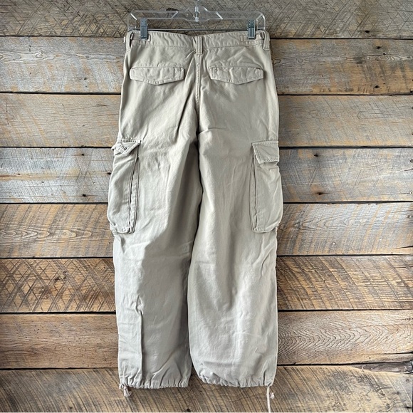 Aritzia TNA Surplus Division Cargo Pants Tan Beige Sz 4 High Rise Tie Ankle - Picture 3 of 15